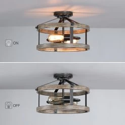 Madison 13 in. 2-Light Natural Iron and Distressed Faux Wood Industrial Farmhouse Semi-Flush Mount Ceiling Light by TRUE FINE 15 Madison 13 in. 2-Light Natural Iron and Distressed Faux Wood Industrial Farmhouse Semi-Flush Mount Ceiling Light by TRUE FINE -Dale Tiffany Store natural iron and distressed faux wood true fine flush mount lights td80004fl 66 1000