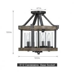 Madison 12.5 in. 4-Light Natural Iron and Distressed Faux Wood Modern Farmhouse Semi-Flush Mount Ceiling Light by TRUE FINE -Dale Tiffany Store natural iron and distressed faux wood true fine flush mount lights td80005fl 66 1000