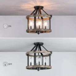 Madison 12.5 in. 4-Light Natural Iron and Distressed Faux Wood Modern Farmhouse Semi-Flush Mount Ceiling Light by TRUE FINE -Dale Tiffany Store natural iron and distressed faux wood true fine flush mount lights td80005fl c3 1000