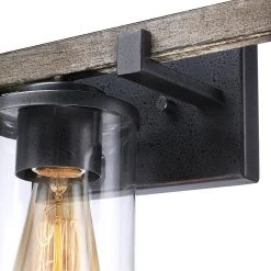 Madison 22 in. 3-Light Natural Iron and Distressed Faux Wood Farmhouse Bathroom Vanity Light with Clear Glass Shades by TRUE FINE -Dale Tiffany Store natural iron and distressed faux wood true fine vanity lighting td80002w 4f 1000