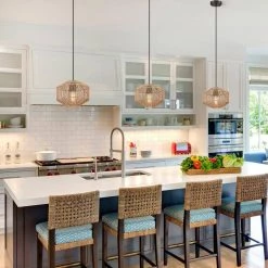 1-Light Bohemian Natural Jute Rope Island Mini Pendant Light with Black Hardware by TRUE FINE -Dale Tiffany Store natural jute rope true fine chandeliers td90012p 1d 1000