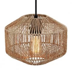 1-Light Bohemian Natural Jute Rope Island Mini Pendant Light with Black Hardware by TRUE FINE -Dale Tiffany Store natural jute rope true fine chandeliers td90012p 4f 1000