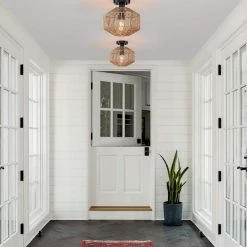 10.2 in. 1-Light Bohemian Natural Jute Rope Semi-Flush Mount Ceiling Light with Black Hardware by TRUE FINE -Dale Tiffany Store natural jute rope true fine flush mount lights td90013fl 44 1000