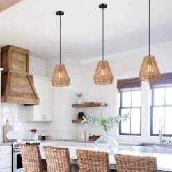 1-Light Bohemian Natural Jute Rope Island Mini Pendant Light with Black Hardware by TRUE FINE -Dale Tiffany Store natural jute rope true fine pendant lights td90011p 44 1000