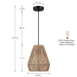 1-Light Bohemian Natural Jute Rope Island Mini Pendant Light with Black Hardware by TRUE FINE -Dale Tiffany Store natural jute rope true fine pendant lights td90011p 66 1000