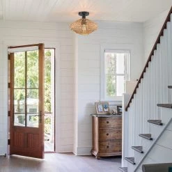 13 in. 1-Light Eclectic Natural Rattan and Bamboo Semi-Flush Mount Ceiling Light with Black Hardware by TRUE FINE -Dale Tiffany Store natural rattan and bamboo true fine flush mount lights td90008fl 44 1000