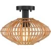 13 in. 1-Light Eclectic Natural Rattan and Bamboo Semi-Flush Mount Ceiling Light with Black Hardware by TRUE FINE