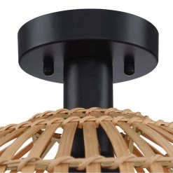 13 in. 1-Light Eclectic Natural Rattan and Bamboo Semi-Flush Mount Ceiling Light with Black Hardware by TRUE FINE -Dale Tiffany Store natural rattan and bamboo true fine flush mount lights td90008fl c3 1000