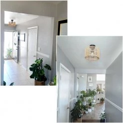 11.8 in. 1-Light Eclectic Natural Rattan and Bamboo Semi-Flush Mount Ceiling Light with Black Hardware by TRUE FINE -Dale Tiffany Store natural rattan and bamboo true fine flush mount lights td90015fl 1f 1000