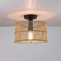 11.8 in. 1-Light Eclectic Natural Rattan and Bamboo Semi-Flush Mount Ceiling Light with Black Hardware by TRUE FINE -Dale Tiffany Store natural rattan and bamboo true fine flush mount lights td90015fl 66 1000