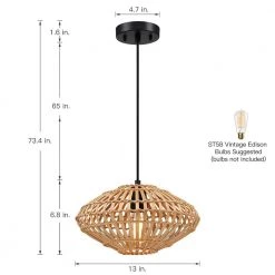 13 in. 1-Light Eclectic Natural Rattan and Bamboo Island Mini Pendant Light with Black Hardware by TRUE FINE -Dale Tiffany Store natural rattan and bamboo true fine pendant lights td90001p 1d 1000