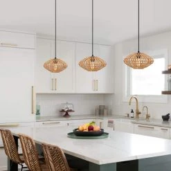 13 in. 1-Light Eclectic Natural Rattan and Bamboo Island Mini Pendant Light with Black Hardware by TRUE FINE -Dale Tiffany Store natural rattan and bamboo true fine pendant lights td90001p 66 1000