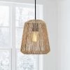 1-Light Bohemian Natural Jute Rope Island Mini Pendant Light with Black Hardware by TRUE FINE -Dale Tiffany Store natural rattan and bamboo true fine pendant lights td90010p 64 1000