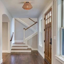 13.8 in. 1-Light Eclectic Natural Rattan Semi-Flush Mount Ceiling Light with Black Hardware by TRUE FINE -Dale Tiffany Store natural rattan true fine flush mount lights td90007p 44 1000