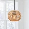 1-Light Eclectic Natural Rattan Globe Island Mini Pendant Light with Black Hardware by TRUE FINE -Dale Tiffany Store natural rattan true fine pendant lights td90004p 64 1000
