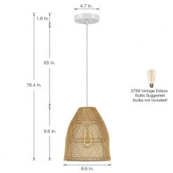 1-Light Eclectic Natural Rattan Bell Island Mini Pendant Light with White Hardware by TRUE FINE -Dale Tiffany Store natural rattan true fine pendant lights td90009p 66 1000