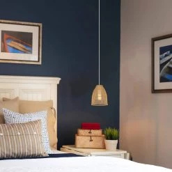 1-Light Eclectic Natural Rattan Bell Island Mini Pendant Light with White Hardware by TRUE FINE -Dale Tiffany Store natural rattan true fine pendant lights td90009p 77 1000