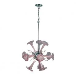 Yuri 6-Light Polished Chrome Chandelier Pendant Hand Blown Art Glass by Dale Tiffany