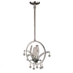 Sullivan 1-Light Polished Chrome Hanging Mini Pendant with Crystal Shade by Dale Tiffany