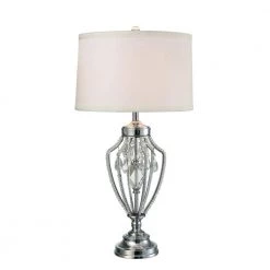 31 in. Polished Chrome Table Lamp with Fabric by Dale Tiffany