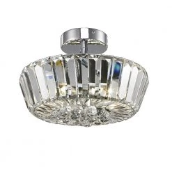 Woodstone 8.5 in. Polished Chrome Flush Mount/Semi Flush Mount with Solid Crystal Shade by Dale Tiffany