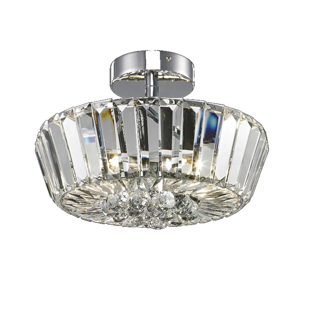 Woodstone 8.5 in. Polished Chrome Flush Mount/Semi Flush Mount with Solid Crystal Shade by Dale Tiffany 3 Woodstone 8.5 in. Polished Chrome Flush Mount/Semi Flush Mount with Solid Crystal Shade by Dale Tiffany