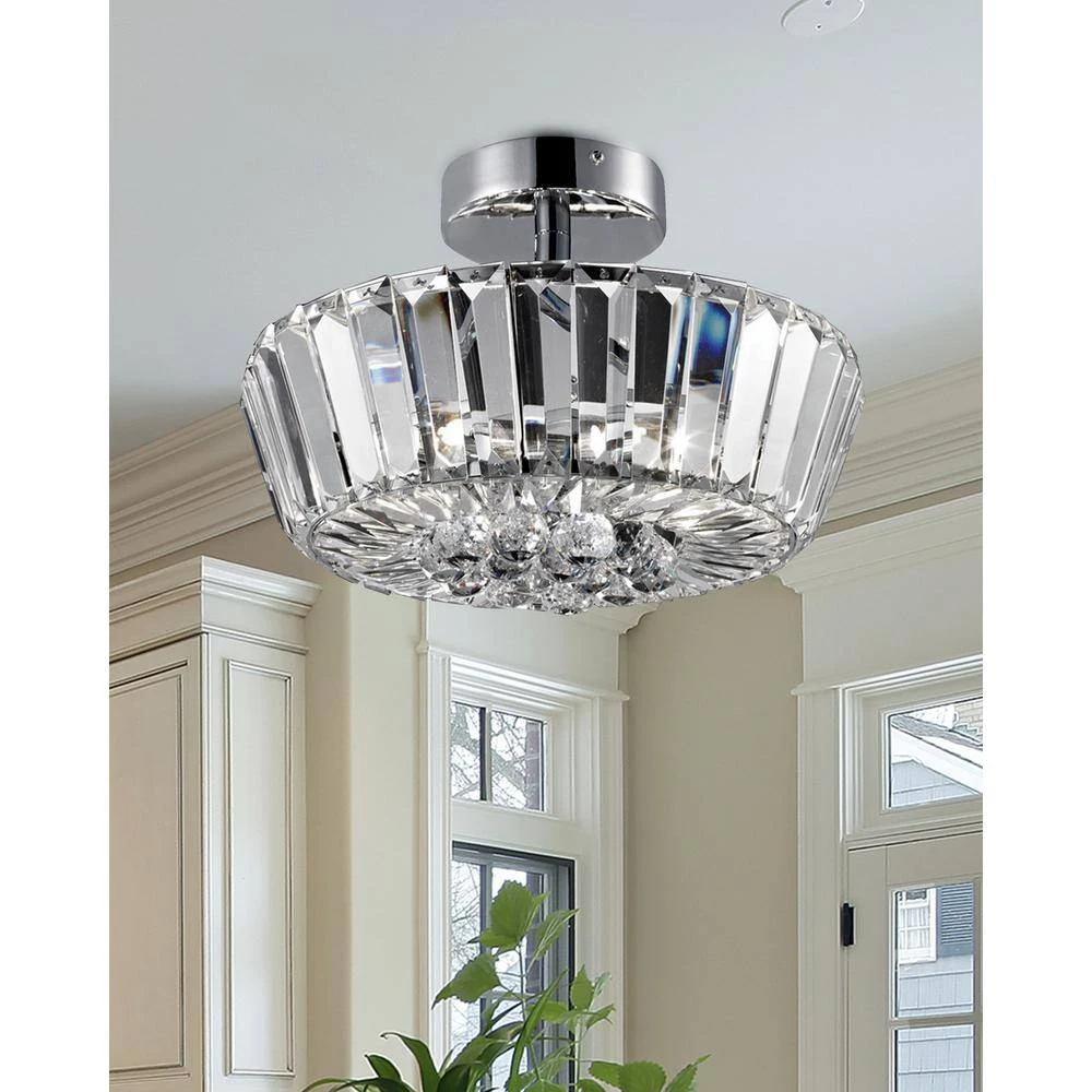 Woodstone 8.5 in. Polished Chrome Flush Mount/Semi Flush Mount with Solid Crystal Shade by Dale Tiffany 4 Woodstone 8.5 in. Polished Chrome Flush Mount/Semi Flush Mount with Solid Crystal Shade by Dale Tiffany - Image 2