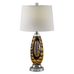 28.25 in. Polished Chrome Table Lamp with Fabric by Dale Tiffany