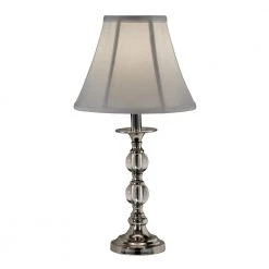 20 in. Polished Chrome Crystal Table Lamp with Fabric Shade by Dale Tiffany