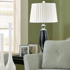 Blackline Crystal 30 in. Polished Chrome Table Lamp with Fabric Shade by Dale Tiffany -Dale Tiffany Store polished chrome dale tiffany table lamps gt17085f 31 1000