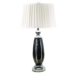 Blackline Crystal 30 in. Polished Chrome Table Lamp with Fabric Shade by Dale Tiffany