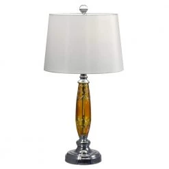 25.5 in. Polished Chrome Table Lamp with Fabric by Dale Tiffany