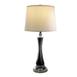 Vena 27 in. Polished Chrome Table Lamp with Fabric Shade by Dale Tiffany
