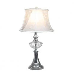 Avery 26 in. Polished Chrome Table Lamp with Fabric Shade by Dale Tiffany