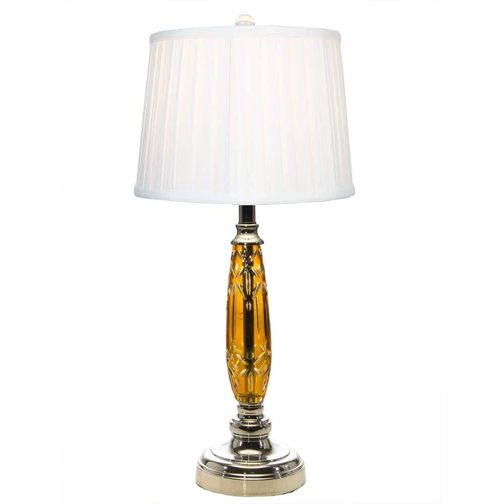 Glossy 26 in. Polished Chrome Table Lamp with Fabric Shade by Dale Tiffany 3 Glossy 26 in. Polished Chrome Table Lamp with Fabric Shade by Dale Tiffany