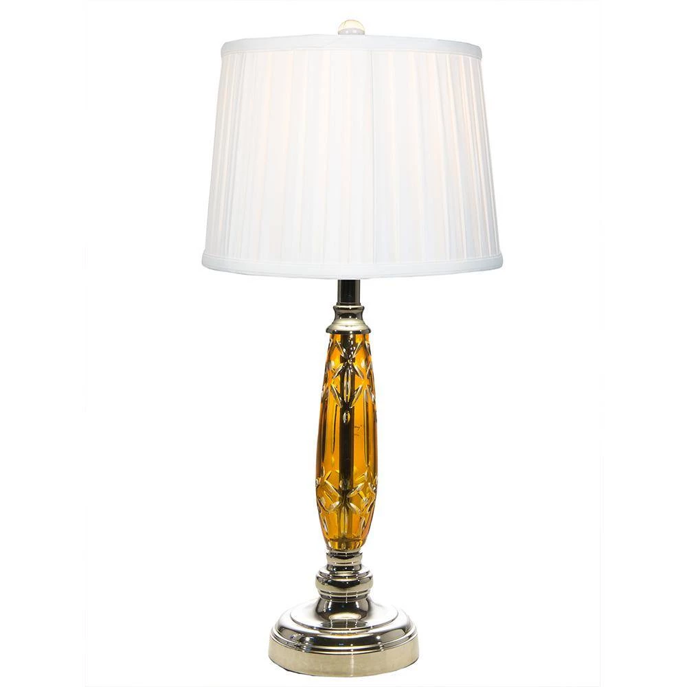 Glossy 26 in. Polished Chrome Table Lamp with Fabric Shade by Dale Tiffany 4 Glossy 26 in. Polished Chrome Table Lamp with Fabric Shade by Dale Tiffany - Image 2