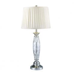 Powis 29 in. Polished Chrome Table Lamp with Fabric Shade by Dale Tiffany