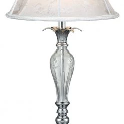 Charlotte 27 in. Polished Chrome Table Lamp with Fabric Shade by Dale Tiffany -Dale Tiffany Store polished chrome dale tiffany table lamps sgt17042f 4f 1000