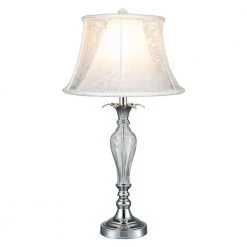 Charlotte 27 in. Polished Chrome Table Lamp with Fabric Shade by Dale Tiffany