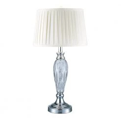 Vella 26.5 in. Polished Chrome Table Lamp with Fabric Shade by Dale Tiffany