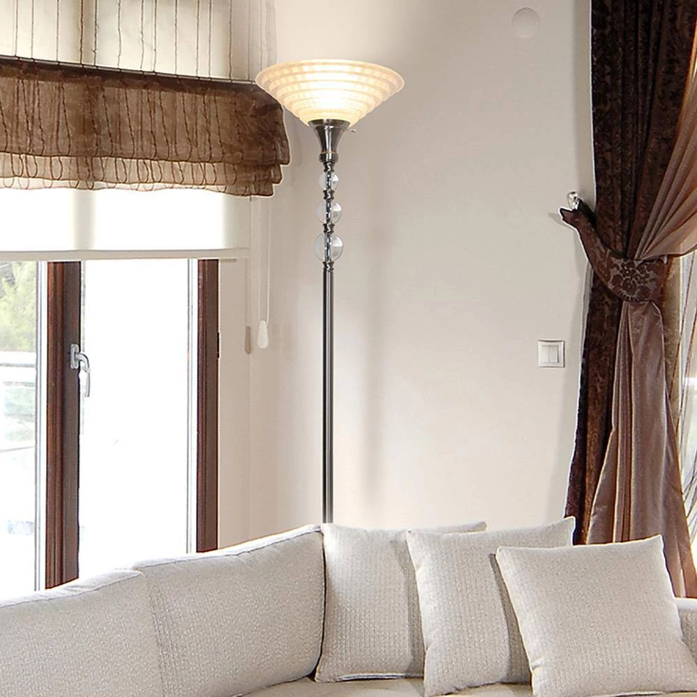 Alaris 72 in. Polished Nickel Floor Lamp with Art Glass Shade by Dale Tiffany 9 Alaris 72 in. Polished Nickel Floor Lamp with Art Glass Shade by Dale Tiffany - Image 7