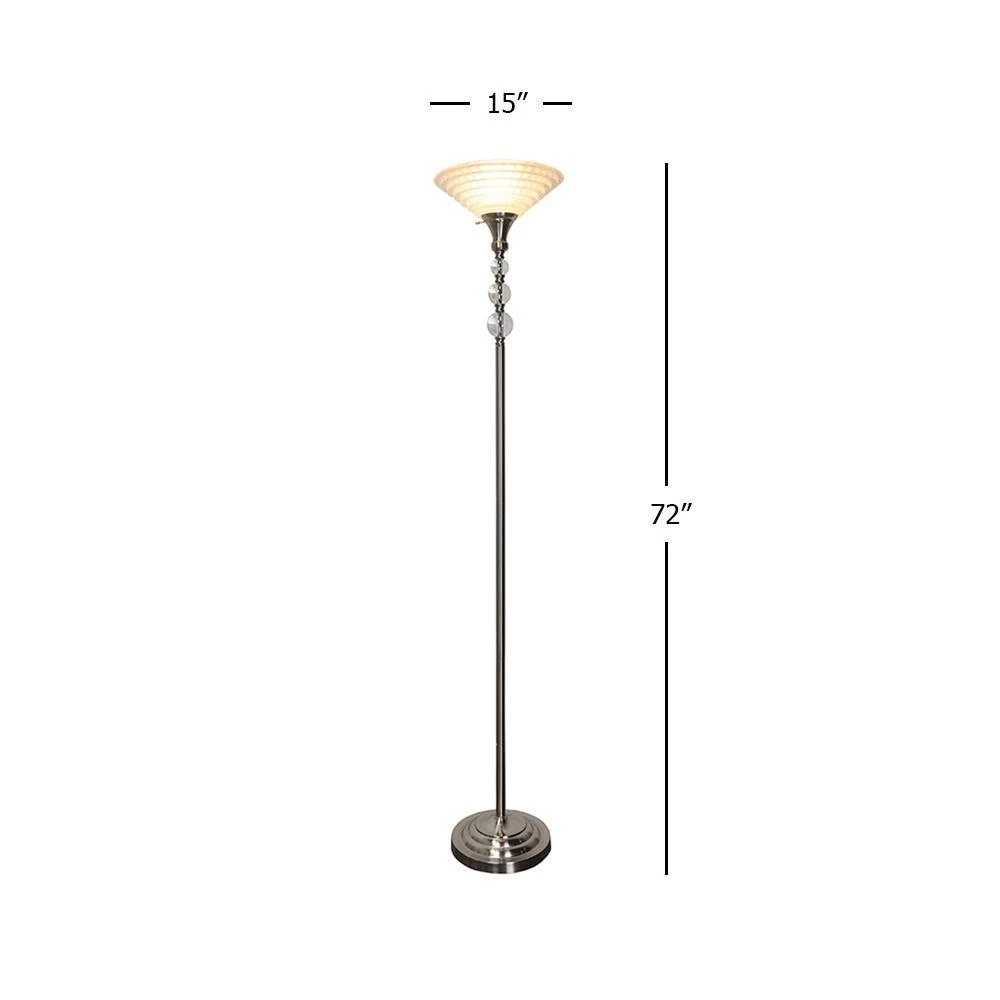 Alaris 72 in. Polished Nickel Floor Lamp with Art Glass Shade by Dale Tiffany 8 Alaris 72 in. Polished Nickel Floor Lamp with Art Glass Shade by Dale Tiffany - Image 6