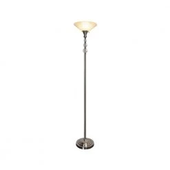 Alaris 72 in. Polished Nickel Floor Lamp with Art Glass Shade by Dale Tiffany