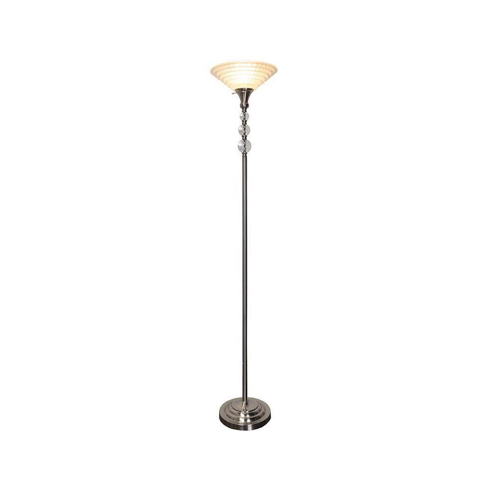 Alaris 72 in. Polished Nickel Floor Lamp with Art Glass Shade by Dale Tiffany 4 Alaris 72 in. Polished Nickel Floor Lamp with Art Glass Shade by Dale Tiffany - Image 2