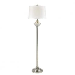 Leyla 58 in. Polished Nickel Floor Lamp with Hardback Fabric Shade by Dale Tiffany