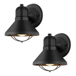 Richland 1-Light Powder-Coated Black Outdoor Wall Lantern Sconce (Set of 2) by TRUE FINE