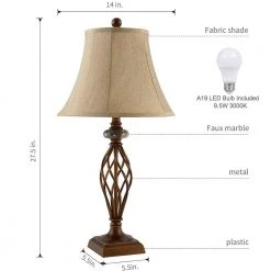 27.5 in. Royal Bronze Table Lamps with Beige Shade, 9.5-Watt LED Bulbs Included (Set of 2) by TRUE FINE -Dale Tiffany Store royal bronze true fine table lamps ad1009 2pk c3 1000