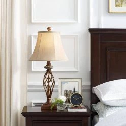 27.5 in. Royal Bronze Table Lamps with Beige Shade, 9.5-Watt LED Bulbs Included (Set of 2) by TRUE FINE -Dale Tiffany Store royal bronze true fine table lamps ad1009 2pk fa 1000