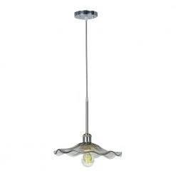 Kourtney 48 in. Satin Nickel Mini Pendant with Hand Blown Art Glass Shade by Dale Tiffany