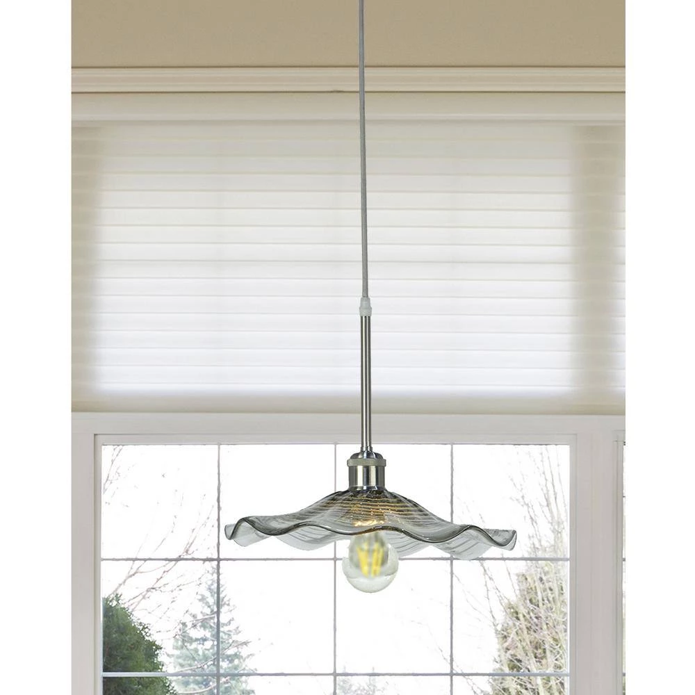 Kourtney 48 in. Satin Nickel Mini Pendant with Hand Blown Art Glass Shade by Dale Tiffany 4 Kourtney 48 in. Satin Nickel Mini Pendant with Hand Blown Art Glass Shade by Dale Tiffany - Image 2